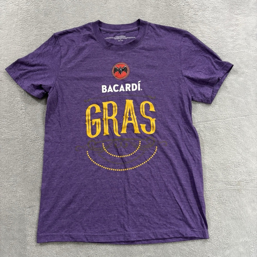 Bacardi Gras T Shirt Women's Medium Short Sleeve Purple Yellow Summer Crewneck